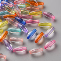 200pc Transparent Acrylic Beads Oval Mixed Color 11x5mm Hole: 1.6mm