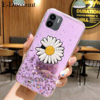 เคสโทรศัพท์ใหม่สำหรับเรดมี่ฝา Redmi A2 A1 กากเพชรส่องแสงเป็นประกายวิบวับเป็นรูปดาวพระจันทร์ดอกเบญจมาศซิลิโคนใสพับเป็นขาตั้งสำหรับ Xiaomi Redmi A2 A1 เคส