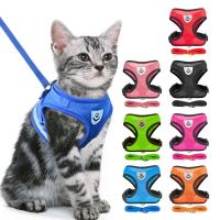 Breathable Small Dog Harness And Leash Nylon Safety Mesh Chest Strap Collar For Kitten Cat Chihuahua Pug Bulldog Cats Vest Collars