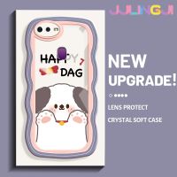 Jjlingji เคสสำหรับ OPPO F9 F9 Pro U1 Realme A7x 2 Pro แฟชั่น Happy Dog ลายคลื่นนิ่มเคสมือถือกันกระแทกแบบใสสร้างสรรค์เคสโปร่งใสลายกล้องถ่ายรูปซิลิกาเจลป้องกัน