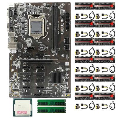 B250 BTC Mining Motherboard 12 PCIE Slots LGA1151 DDR4 DIMM with 12XVer12 Pro PCIE Riser Card+1XG3900 CPU+2X DDR4 RAM