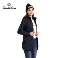 ◎♞◎ SANTELON Soild Warm Parka Coat With Hood Female Outdoor Windproof Padded Cotton