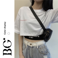 BG World ใหม่ เสื้อยืด แขนสั้น เอวลอย ทรงหลวม สไตล์เกาหลี ฤดูร้อน ทรงหลวมเอวสูงแบบลำลอง DPS134