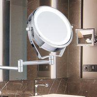 6-inch Folding Vanity Mirror Bathroom Retractable Mirror LED with Lamp Mirror Double-sided Wall-mounted Desktop