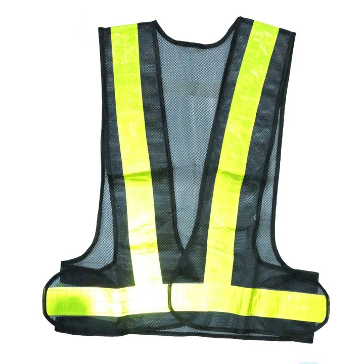 Reflective Safety Vest with V-Shape Reflective Strip and Black Fabric ...