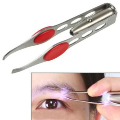 Stainless Steel Eyebrow Tweezers Hair Removal Clip with LED Light Eyebrow Tweezer Face Hair Removal Tweezers Beauty Tool