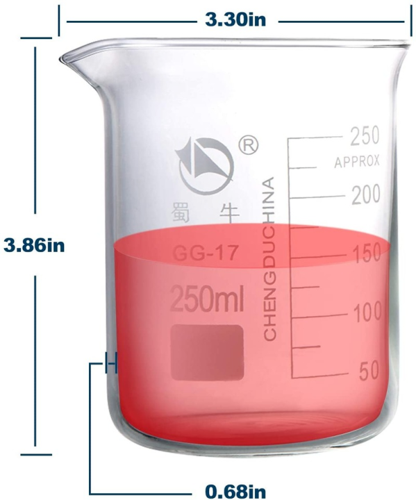 ชุดวัดแก้วและหยดแก้วแบบต่ำ6แพ็ค-3-250ml-100ml-50ml-3หยดแก้วไม่มีเกล็ด-3ml-ต่อหยด