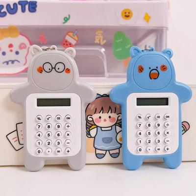 Small Calculator LED Large Screen Portable ABS Cute Bear Shape 8-Digit Desktop Small Calculator Desktop Calculator Counting Calculators