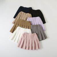 【CW】 Pleated Skirt Four Seasons Tutu for Kids Elastic Waist Teenage School 12 13 14 Year Children Skirts