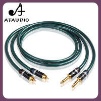 ATAUDIO HIFI Dual 6.35มม. ถึง2สายเสียง RCA 2 RCA ถึง6.5มม. สายสัญญาณเสียงดีเจมิกเซอร์ Sgnal OCC