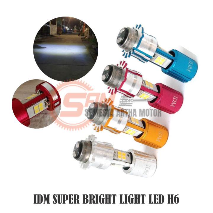 Lampu Depan Motor LED H6 IDM AC DC Hi Low 12w Cahaya Putih Headlamp