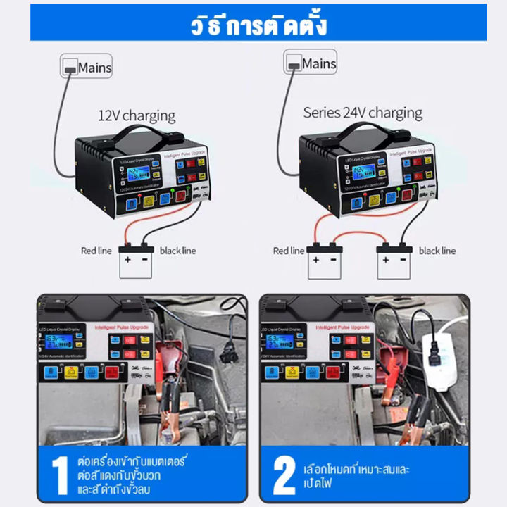 เครื่องชาร์จแบตเตอรี่รถยนต์-24v-12v-เครื่องชาร์จแบตเตอรี่-เครื่องชาร์จ-เครื่องชาร์จแบตเตอรี่อัจฉริยะ-การชาร์จอย่างรวดเร็ว-เครื่องชาร์จอัจฉริยะและซ่อมแบตเตอรี่รถยนต์-สตาร์ทเตอร์-เครื่องชาร์จแบตเตอรี่แล