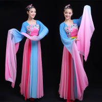 ชุดเต้นรําคลาสสิกจีนแบบดั้งเดิมผู้หญิงแขนน้ํา Hanfu แห่งชาติ Yangko Dance Wear National Fan Dance Outfit