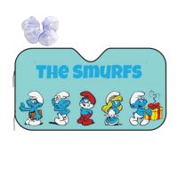 ที่บังแดดที่บังแดดแผ่นกรองแสงติดรถยนต์รถพับได้ของ Smurfs ที่บังแดดหน้ารถสะท้อนแสงกระบังแสง