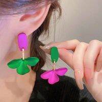 【hot】♕  Exaggerated Colored Earrings Gold Eardrop Fashion Exquisite Painted Ear Pendants