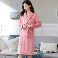 {Xiaoli clothing} Thicken อบอุ่นคู่สไตล์ Flannel Robe ฤดูหนาวแขนยาวเสื้อคลุมอาบน้ำเซ็กซี่ V คอผู้หญิง Nightgown Lounge ชุดนอนเสื้อผ้า