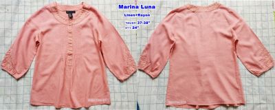 Marina Luna เสื้อผู้หญิง เสื้อผ้าลินินผสมเรยอน -สีส้มโอโรส ไซส์ 37"(สภาพเหมือนใหม่ ไม่ผ่านการใช้งาน)