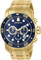 Invicta Mens 0073 Pro Diver Collection Chronograph 18k Gold-Plated Watch