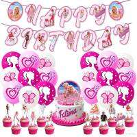 Barbie theme kids birthday party decorations banner cake topper balloons set supplies