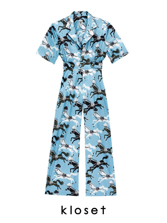 kloset-luck-horse-jumpsuit-rs22-p008-จั๊มสูทแฟชั่น-จั๊มสูทขายาว-จั๊มสูท-เสื้อผ้าแฟชั่น