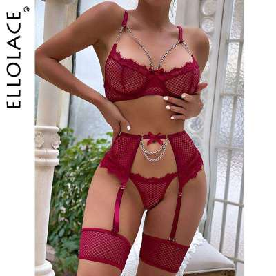 2023 Korean Sexy Glitter Lingerie 3-Pieces Luxury Underwear Transparent Bra And Thongs Garter Belt With Stockings Fancy Outfit