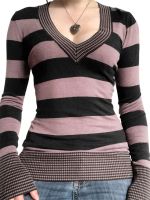 ☏﹊✲ s Fashion Sweater Sleeve Color Block Round Neck Knitted Pullover with Ribbed Cuffs