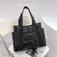 ♤✈ xianhaochen048906 Inverno marca feminina sacos de ombro moda acolchoado malha grande capacidade bolsas preto designer tote