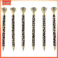 PLLEWY 6ชิ้นค่ะ ปากกาเพชรคริสตัล โลหะสำหรับตกแต่ง เสือดาวลายเสือดาว ปากกาสำหรับเขียน น่ารักน่ารักๆ ปากกาลูกลื่น สำหรับผู้หญิง