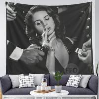 Lana Del Rey Art โปสเตอร์ Wall Decor Hippie Rapper สูบ Tapestry Aesthetic ตกแต่งห้องห้องนอน Tapestries โซฟาพรม