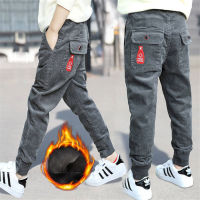 Winter Teenage Boys Warm Thick Pants Cotton Pockets Kids Sports Fleece Lined Pants For Boys Autumn 6 8 10 12 Year Kids Clothes