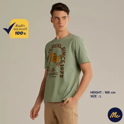 Mc JEANS เสื้อยืดแขนสั้นผู้ชาย คอกลม สีเขียวอ่อน MTSZA40