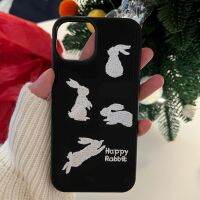 {Haojia เคสโทรศัพท์} เคสโทรศัพท์พิมพ์รูปกระต่ายรูปแบบใหม่สุดสร้างสรรค์สำหรับ iPhone 14 13 Pro Max 11 12 Mini XR XS 7 8 Plus ฝาครอบ SE2กันกระแทก