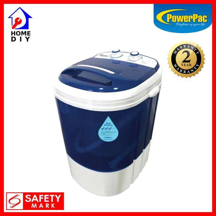 Powerpac Mini Washing Machine 1.5KG (PPW820) 15 Mins Fast Laundry! Safety Mark Approved (2 Years