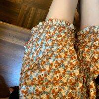 Big yards lovely flower printed shorts of tall waist design feeling small elastic waist easy leisure trousers female