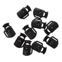 10 Pcs 8mm Single Hole Rope Cord Locks Ends Drawstring Toggles Black