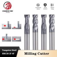 เครื่องมิลลิ่งคาร์ไบด์ HRC50 Endmill โลหะความแม่นยําสูง 2/4 ขลุ่ยเคลือบทังสเตนเหล็กตัดมิลลิ่งเครื่องตัด CNC Maching