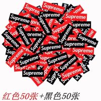 สติกเกอร์100กระเป๋าเดินทางแบรนด์น้ำขึ้นน้ำลงสีแดง Supreme กันน้ำสเก็ตบอร์ดสติ๊กเกอร์กีต้าร์แล็ปท็อป