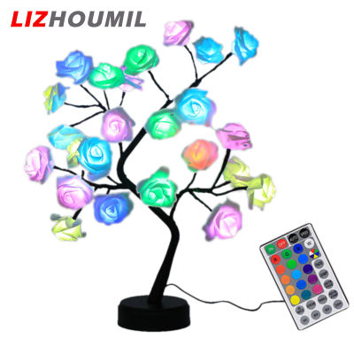 LIZHOUMIL 17สีกุหลาบโคมไฟต้นไม้ด้วยรีโมทคอนโทรล7 Speed 4H/6H/8H โคมไฟตั้งโต๊ะสำหรับวันแม่ของตกแต่งงานแต่งงานวันคริสต์มาสวาเลนไทน์