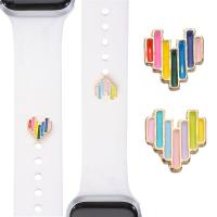 BYCME โลหะผสม สำหรับ iWatch สายกีฬา หัวใจตกแต่ง นาฬิกาวงตกแต่งเล็บ เครื่องประดับสายนาฬิกา สร้อยข้อมือซิลิโคน สำหรับ Apple Watch