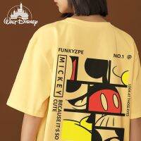 Disney Mickey Mouse เสื้อยืดผู้หญิงฤดูร้อนออกแบบ Sense 2022ใหม่ Vintage ขนาดใหญ่คู่แขนสั้น Y2k สาว