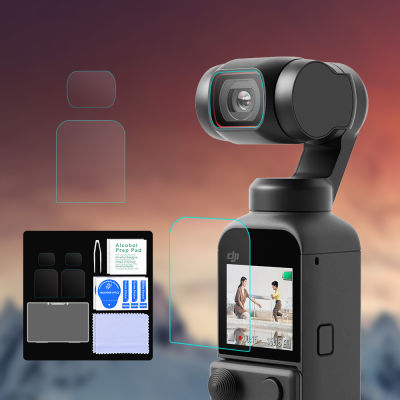 2ชิ้นกระจกนิรภัย Pelindung Pelindung,Air Minyak-Bukti Kamera untuk DJI Pocket 2 Akori