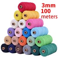 hot【cw】 boho decor 3mm Colorful Cotton Cord Rope thread Twisted Macrame String Wedding decoration supply 110yards