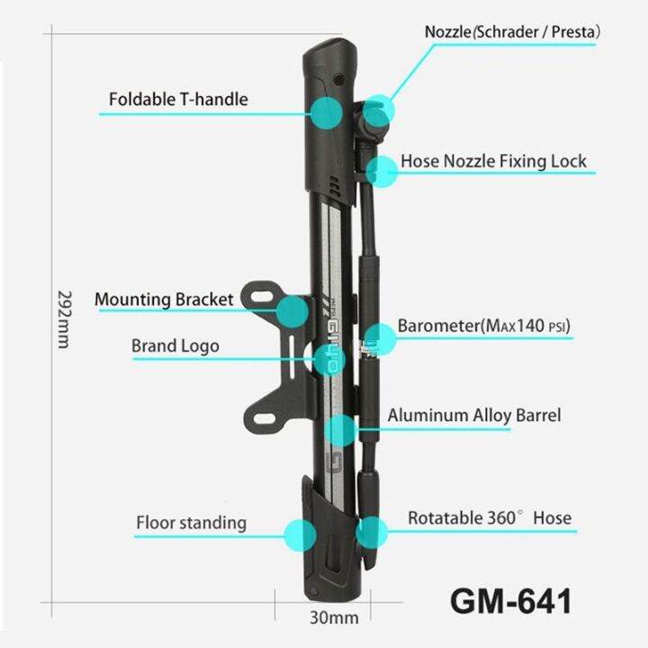 giyo-140psi-mtb-tyre-inflator-road-bike-cycling-hand-pump-120psi-schrader-presta-bicycle-tire-pump-mini-floor-standing-inflator