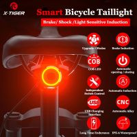 ㍿ X-Tiger Bike Rear Light IPx6 Waterproof LED Charging Bicycle Smart Auto Brake Sensing Light Accessories Bike Taillight Light