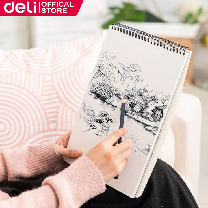 Deli A4 Professional Sketchbook Thick Paper Spiral Notebook Art School