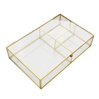 Transparent Glass Jewelry Box Jewelry Organizer Holder Tabletop Containe Makeup Organizer Dust-Proof Storage Box