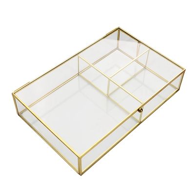 Transparent Glass Jewelry Organizer Box Makeup Organizer Box Dust-Proof Organizer Box S