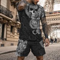 【CC】℗❆  2023 Mens T Shirt Set Printing Tracksuit Short Pants Clothing 2 Piece Streetwear Oversized