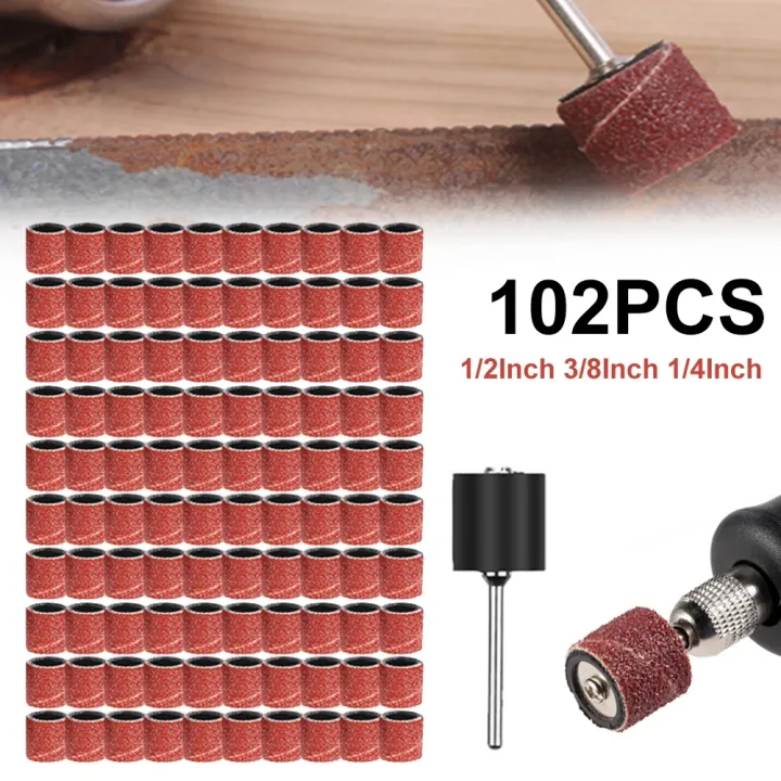 【CW】 120Grit Sanding Drums Kit Sanding Band 1/2 1/4 Inch Sand Mandrels