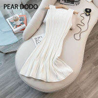 PEAR DODO เสื้อถักเอวสายห้อยสำหรับแขวนแขนกุดสำหรับผู้หญิง,ชุดเดรสสั้นเกาหลี